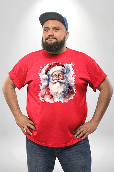 Angemiel Happy Christmas New Year Design - Red, Plus Size, Men's Women's Unisex Basic Front Printed T-Shirt