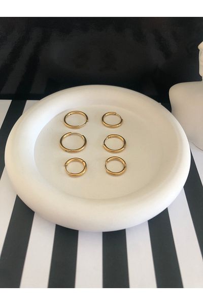 Shimmer Set of 6 Steel Hoop Earrings
