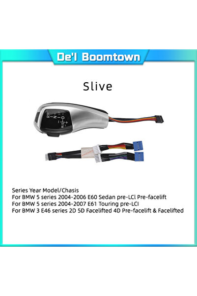 Choice7 مقبض ناقل الحركة LED فضي اللون لسيارات BMW الفئة 1 و3 و5 و6 طرازات E9...