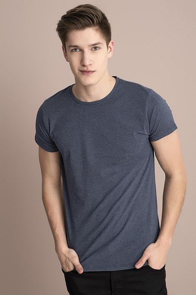 TENA Ανδρικό μπλουζάκι Navy Blue Melange - Crew Neck Basic