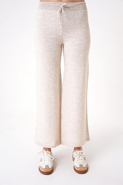 CHUBA Women's Wide Leg Regular Fit Knitwear Trousers Beige 24W120