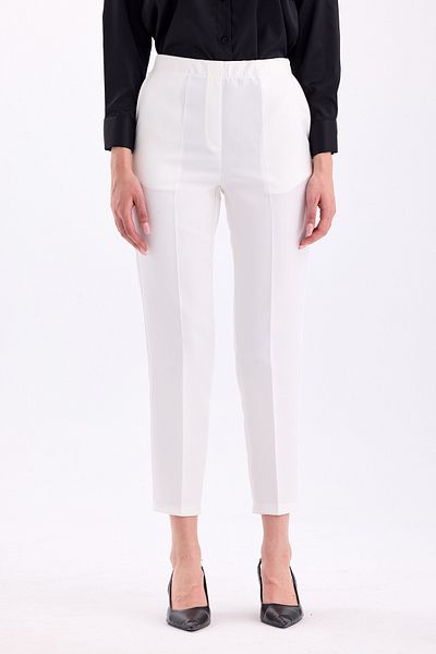 PASTELASTORE High Waist Ankle Length Women's Trousers - Back Elastic, Comfortable Fabric 2344