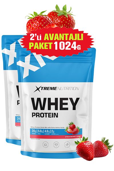 Xtreme Nutrition Strawberry Pattern Whey Protein Powder - 1024 g - 32 Serve (5g Bcaa+4G Glutamine+2G Creatine)