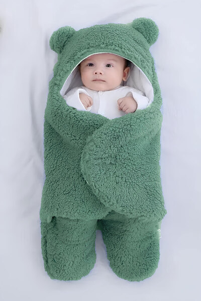 Mai Perla 0 - 12 Months Welsoft Outer Swaddle Baby Blanket with Ears