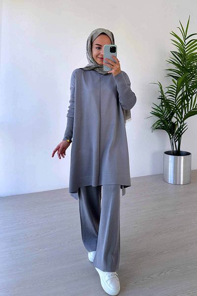 Ka Hijab طقم حجاب ميرا مرسيريزد - رمادي
