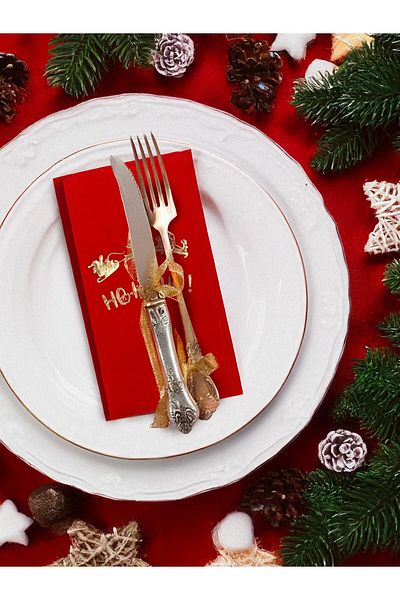 Artikel 16Pcs Red Santa Claus and Deer Christmas Pattern Decor and Presentation Serving Napkins