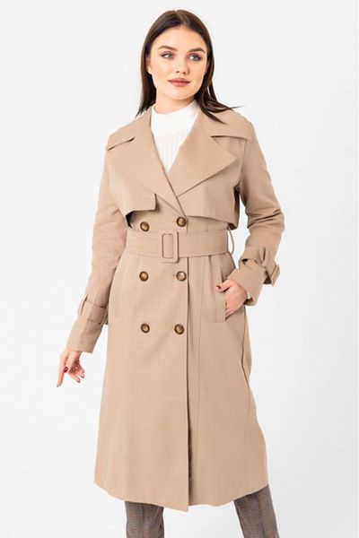 PASTELASTORE Gabardine Cotton Long Women's Trench Coat - Belted and Lined 1111