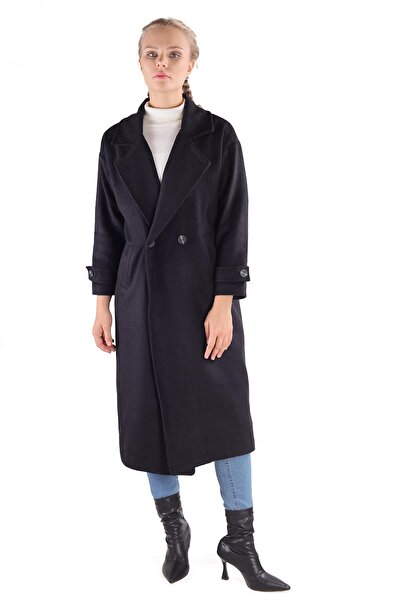 Rays 3025A Double Button Pocket Long Coat Black