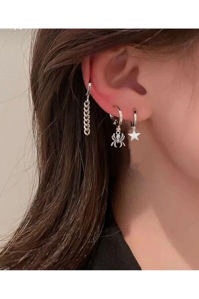 oldskoolbutik Örümcek ve Yıldız 3Lü Küpe Seti