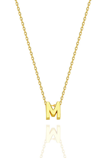 KAR DİAMOND 14 Ayar Altın Zincirli Üç Boyutlu M Harfi Kolye - Sertifikalı Işı...