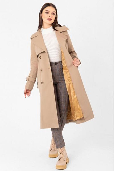 PASTELASTORE Gabardine Cotton Long Women's Trench Coat - Belted and Lined 1111