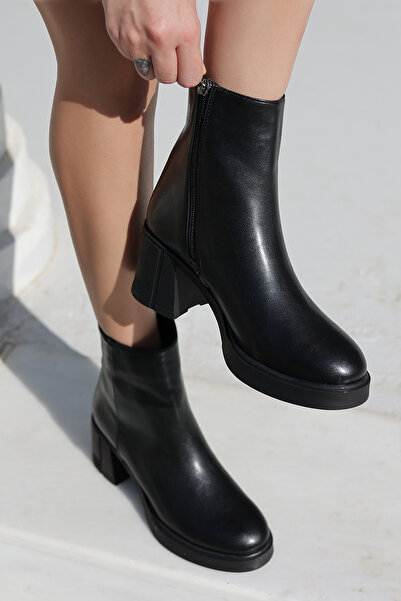 Lizzu Γυναικείες μπότες με μεσαίο τακούνι με φερμουάρ - Groia Black