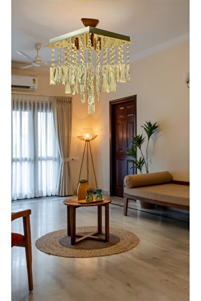 öalpa Kristal 30’Luk Paslanmaz Gold Renkli Avize