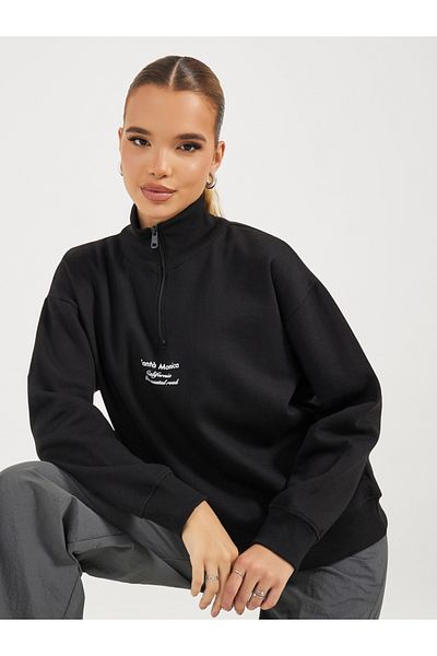Styli Regular Fit Regular Length Half Zip Slogan Sweatshirt