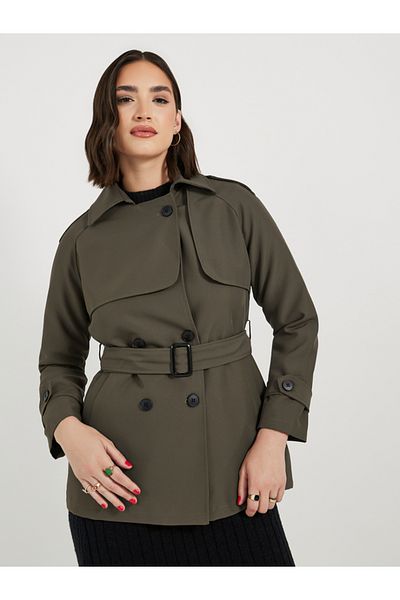 Styli Longline Regular Fit Trench Jacket with Belt