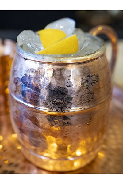 Bakır Concept Copper Mug Cup Barrel Model Hammer Forged Bright Copper Color