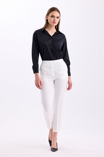 PASTELASTORE High Waist Ankle Length Women's Trousers - Back Elastic, Comfortable Fabric 2344
