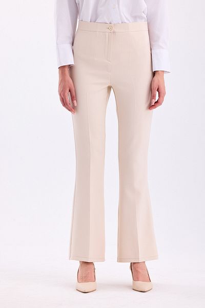 PASTELASTORE High Waist Flared Leg Women's Trousers - Fabric 3345