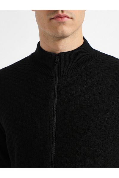 Dennis Lingo By Styli Mock Neck Slim Fit Cardigan with Front Zip