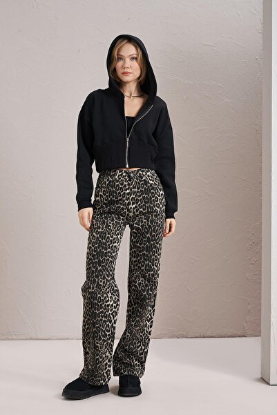 TENA Γυναικεία φούτερ με μαύρη κουκούλα με φερμουάρ στη μέση