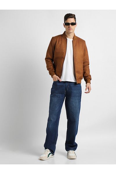 Dennis Lingo By Styli Regular Fit Suede Look Bomber Jacket