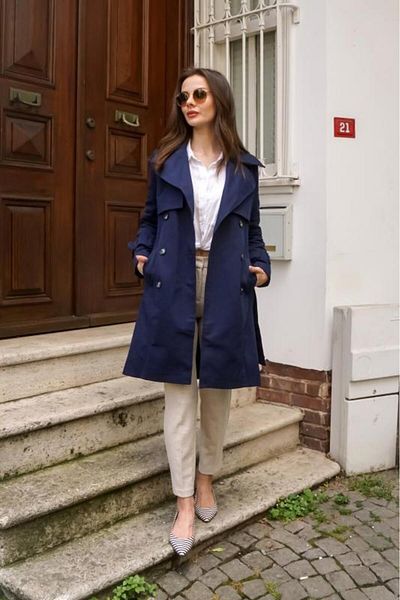 PASTELASTORE 100% Cotton Gabardine Midi (95CM) Lined Belted Women's Trench Coat 1113