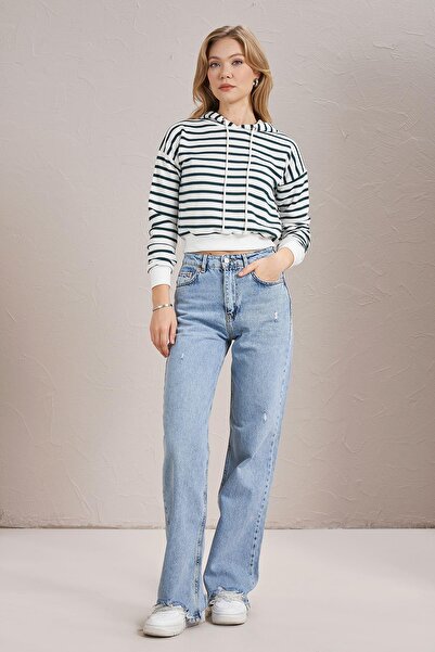 TENA Hanorac crop cu glugă, cu trei fire, Nefti, pentru femei