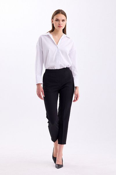 PASTELASTORE High Waist Ankle Length Women's Trousers - Back Elastic, Comfortable Fabric 2344