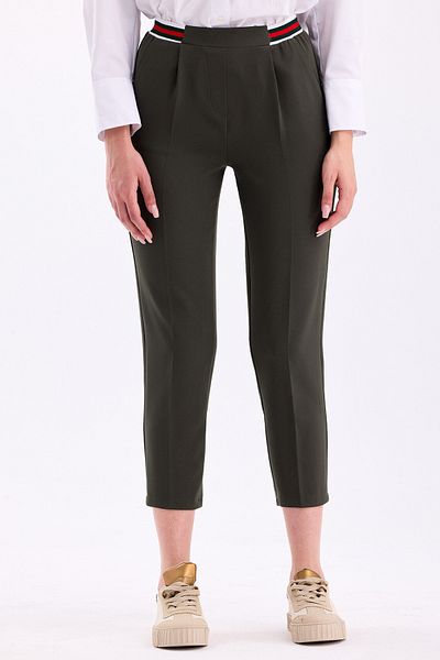 PASTELASTORE High Waist and Ankle Length Narrow Leg Women's Trousers 3333 - Waist Detail and Elastic