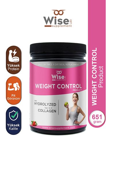 WiseLab Weight Control Hydrolyzed Type 1 - 3 Collagen Strawberry Flavored 651 Gr
