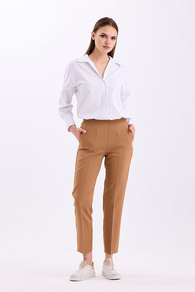 PASTELASTORE High Waist Ankle Length Women's Trousers - Back Elastic, Comfortable Fabric 2344
