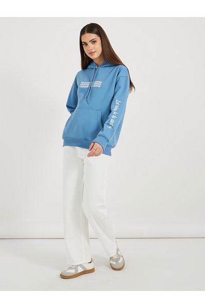 Styli Regular Fit Regular Length Slogan Hoodie