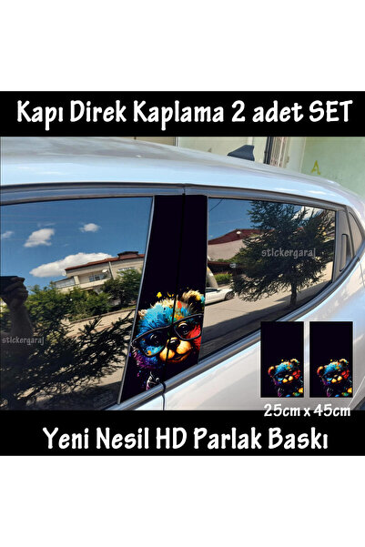 Automod قطعتان من رقائق الدب اللطيفة - ملصق عمود الباب الجانبي ومجموعة اللصق