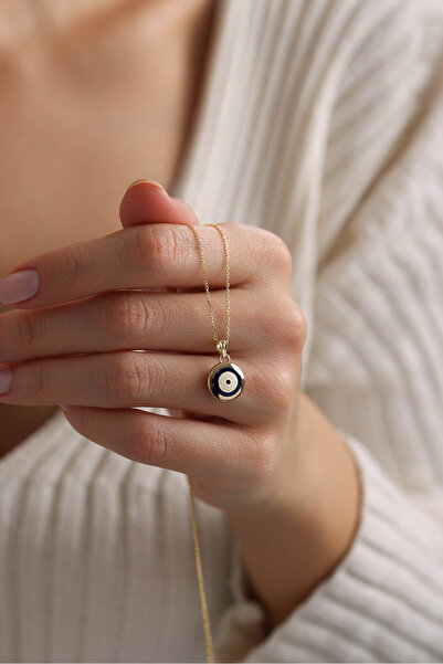 Giza Jewelry 14 Ayar Altın Lacivert Mineli Bomb Nazar Boncuğu Kolye Ucu