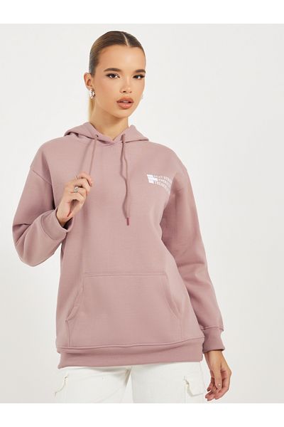 Styli Regular Fit Longline  Slogan Hoodie