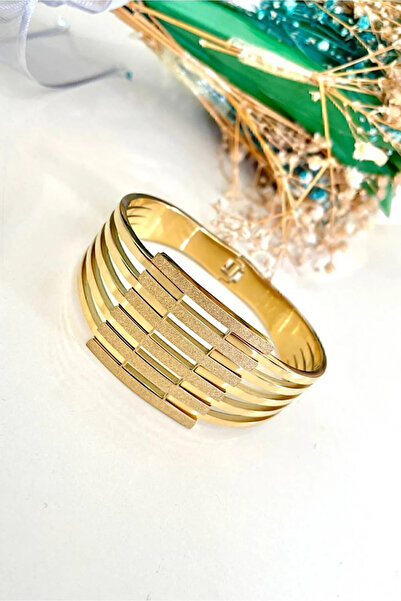 ANGELSS JEWELLERY Şık Kaburga Kelepçe Gold Bilezik Bileklik