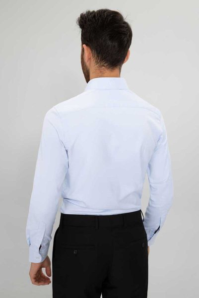 BELFOR SLIMFIT DUZ GOMLEK MAVİ