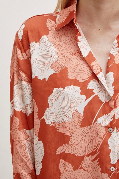 Never more V-Neck Satin Shirt Tile