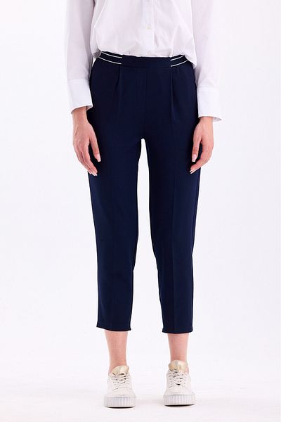 PASTELASTORE High Waist and Ankle Length Narrow Leg Women's Trousers 3333 - Waist Detail and Elastic