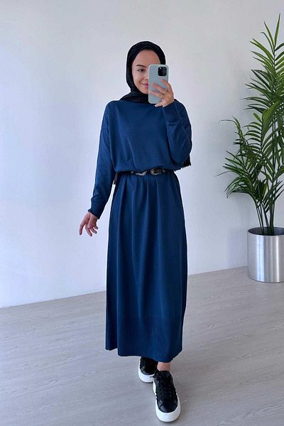 Ka Hijab Φόρεμα Mercerized Hijab σε χρώμα βενζίνης