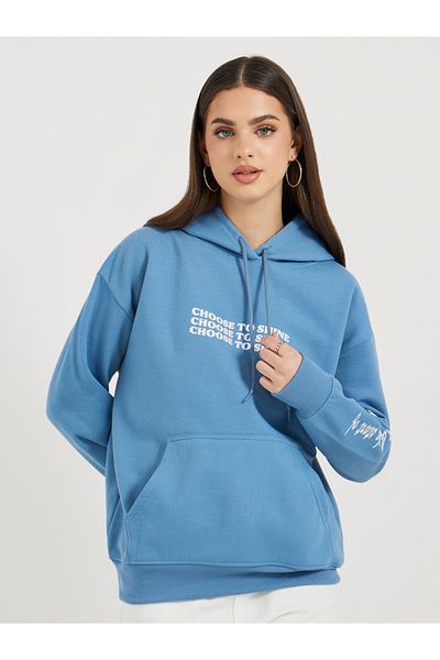 Styli Regular Fit Regular Length Slogan Hoodie