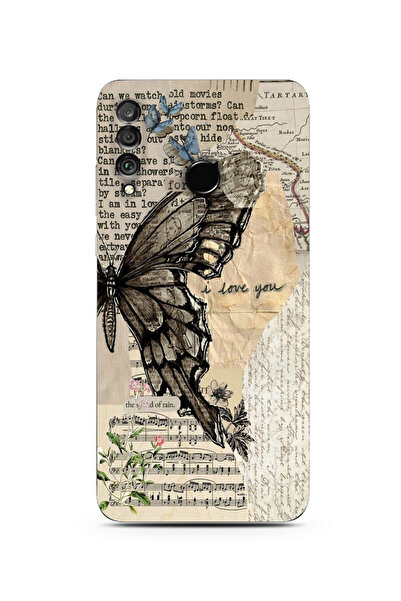 moonset Huawei P30 Lite Uyumlu Kelebek Tasarımlı Baskılı Şeffaf Telefon Kılıfı