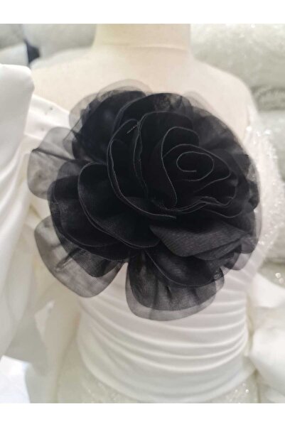 Esteks Dantel ve Tekstil Aksesuarları Iğneli Yaka Çiçeği Broş TÜL Kumaş Çiçek Gül Broş 20 CM