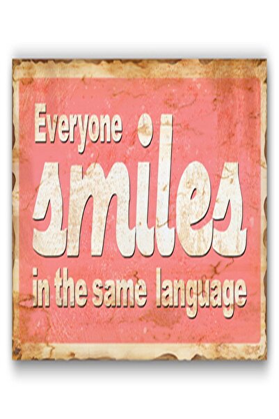 Pembe 'Smiles' Metal Vintage Tablo