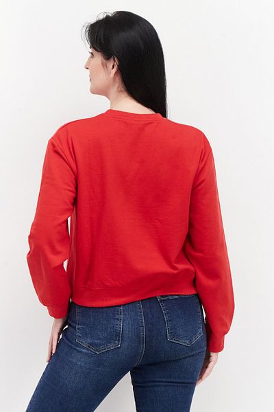 Nautica Women Crew Neck Long Sleeve Brand Logo Sweatshirt, Red