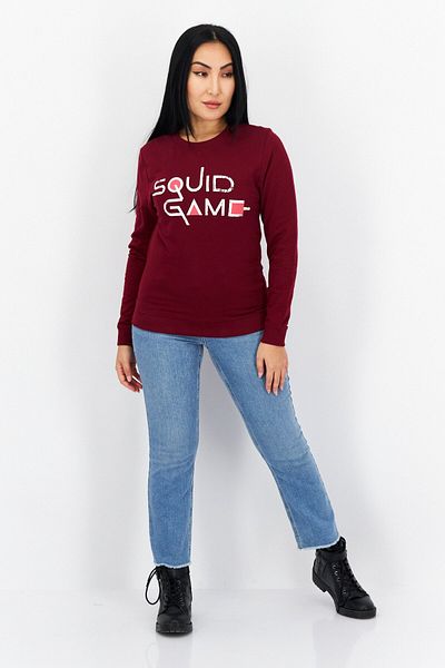 Netflix Women Crew Neck Squid Game Long Sleeves Sweatshirt, Maroon