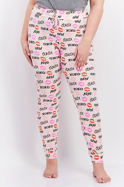 French Affair Women Allover Printed Drawstring Pajama Pants, Pink Combo