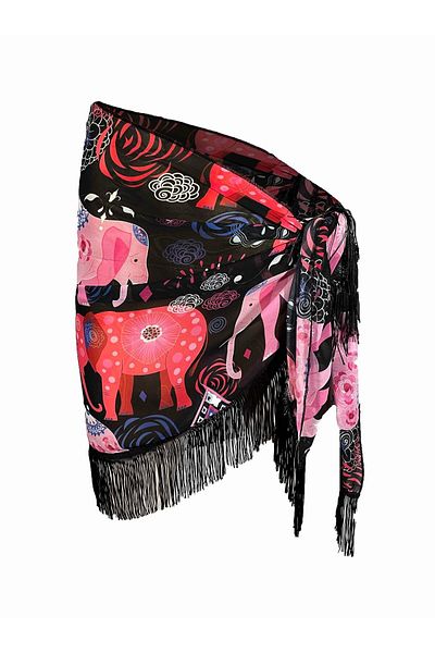 Bolder Amore Tasseled Elephant Pattern Pareo