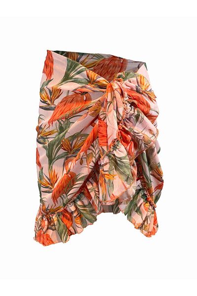 Bolder Frida Flamingo Pattern Short Ruffle Pareo