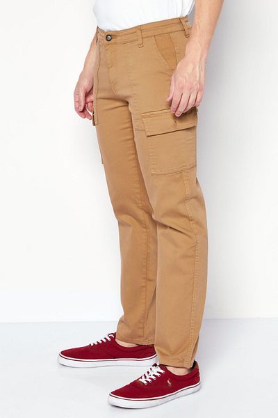 Nautica Men Slim Fit Solid Cargo Pants, Beige